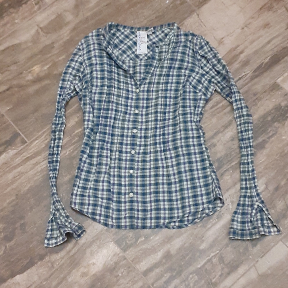 Junior size small girl crazy plaid top